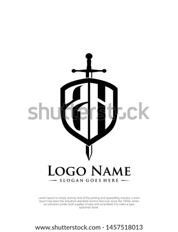 initial ZH letter with shield style logo template vector