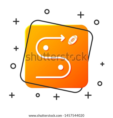 White Planning strategy concept icon isolated on white background. Soccer or american football cup formation and tactic. Orange square button. Vector Illustration
