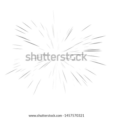 A flash of fireworks. Sun burst, star burst sunshine. Radiating from the center of thin beams, lines. Vector illustration.  Design element for logo, signs. Dynamic style. Abstract explosion