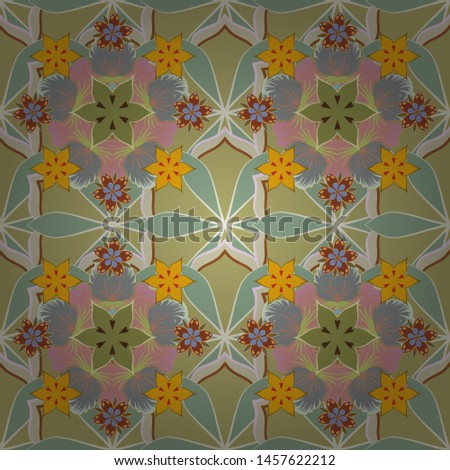 Luxury motley seamless pattern with stars. Vector motley star pattern, star decorations, gray, green and brown grid.