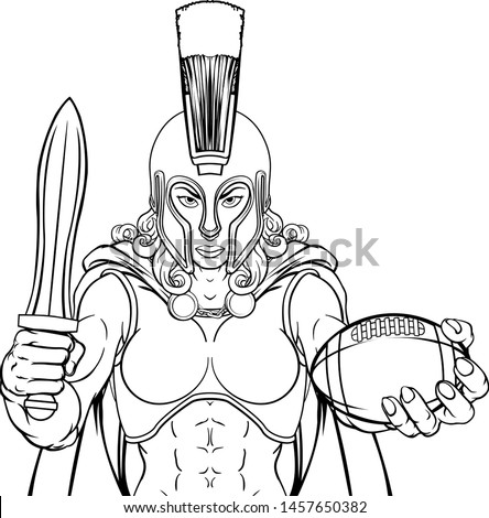 A Spartan or Trojan female gladiator warrior woman American football sports mascot