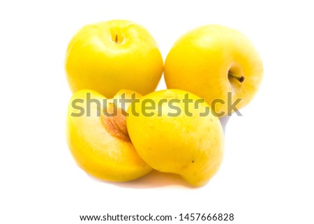 Yellow Plums isolated on white Background