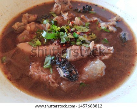 Curry means water food, which is finely pounded with ingredients, dissolved with water or coconut milk as curry. There is one type of meat mixed with vegetables.