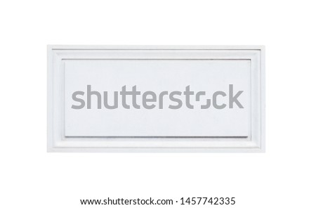 horizontal closeup of square empty marble plaque signboard isolated on white background