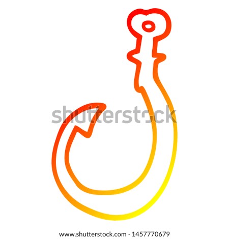 warm gradient line drawing of a cartoon hook
