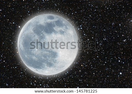 unreal moon over a great starfield