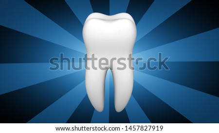 Tooth in blue background. 3D Illustration.