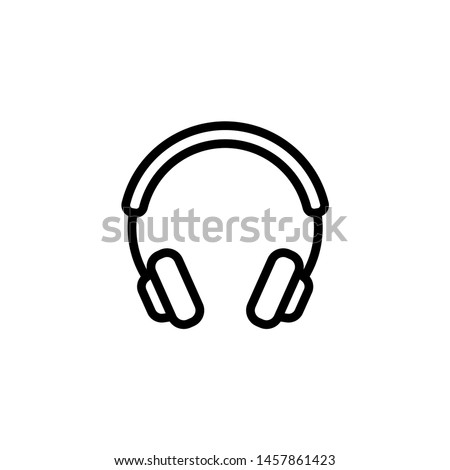 Headphones earphones flat icon. Headset silhouette Royalty-Free Stock Photo #1457861423
