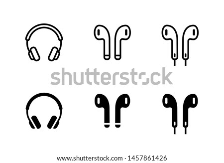 Headphones earphones flat icon. Headset silhouette Royalty-Free Stock Photo #1457861426
