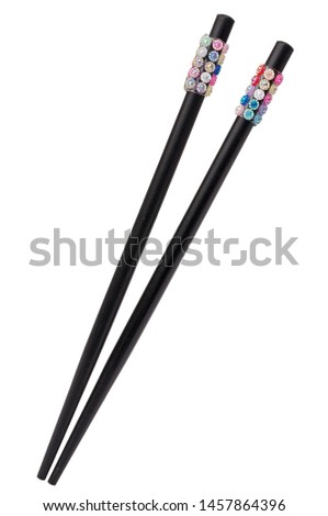 Black wooden hairsticks isolated on white background