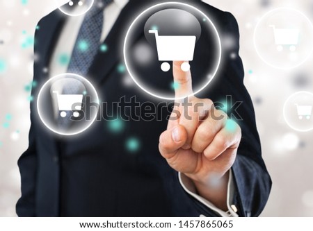 Businessman and  analytics symbols on  background