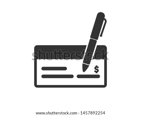Write a check icon.  Cheque icon.  Contract  paper sign icon. 