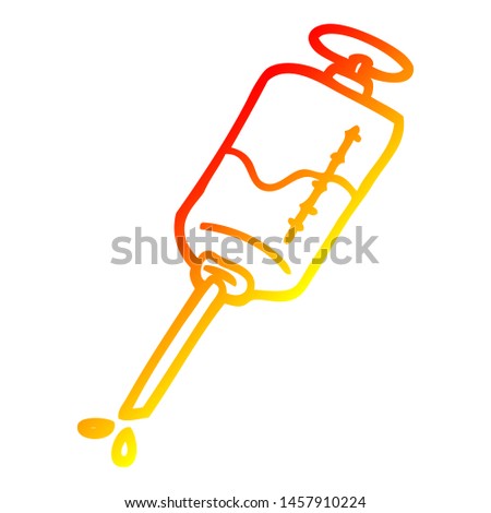 warm gradient line drawing of a cartoon injection