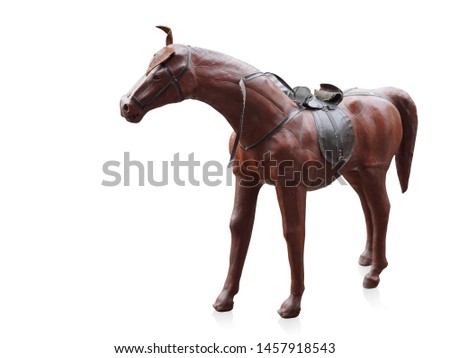 Di cut antique brown horse standing on white background,animal, object, copy space