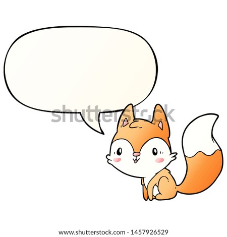 cute cartoon fox with speech bubble in smooth gradient style