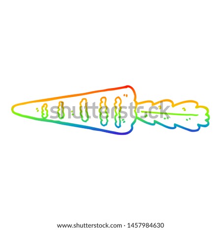 rainbow gradient line drawing of a cartoon carrot