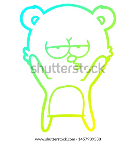 cold gradient line drawing of a bored bear cartoon
