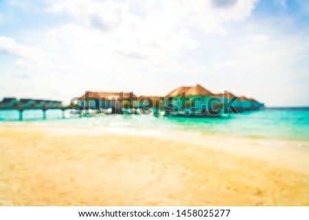 Abstract blur tropical beach and sea in Maldives for background - Holiday Vacation concept