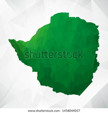 Map of Zimbabwe - Green Geometric Rumpled Triangular , Polygonal Design For Your . Vector illustration eps 10