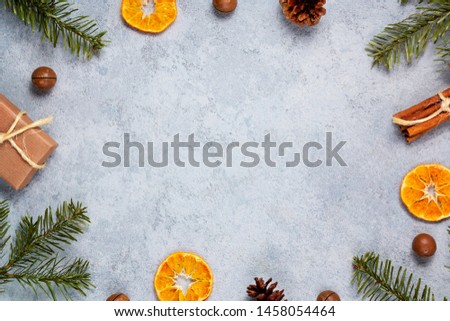 Christmas composition - background with frame from the Christmas ornaments