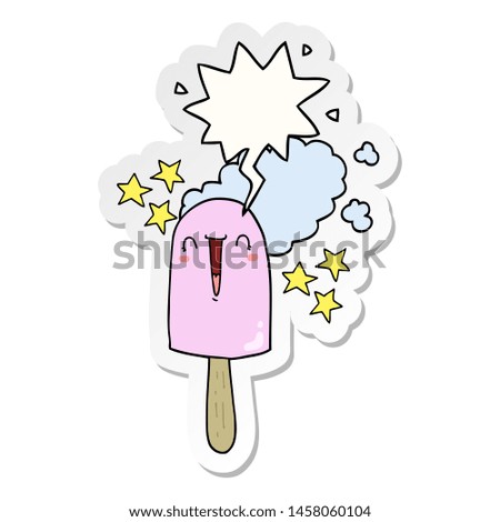 cute cartoon ice lolly with speech bubble sticker