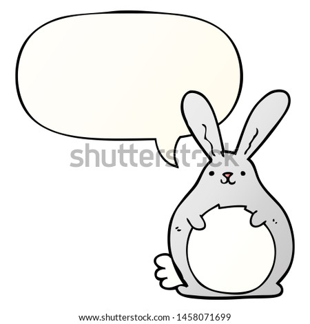 cartoon rabbit with speech bubble in smooth gradient style