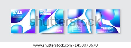 Brochure banner set collection flyer of abstract liquid glow light for template page frame sale business card. Trendy cover illustration of vector backdrop. Colorful pattern with clipping mask