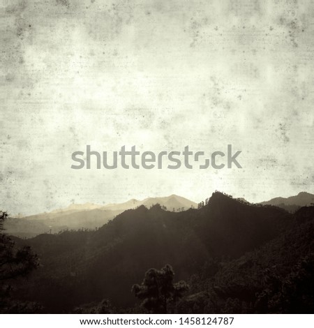 textured stylish old paper background, square, with landscape of Gran Canaria
