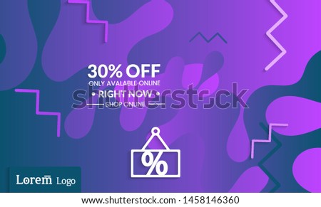 Set of abstract universal landing page template with simple wavy gradient and  cut paper with realistic shadow. Social media web banner with 3D paper cut out geometric shapes
