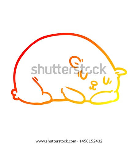 warm gradient line drawing of a sleepy polar bear