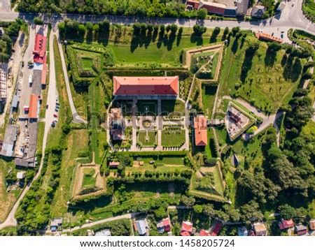Zolochiv Castle, Ukraine. Aerial Drone shot