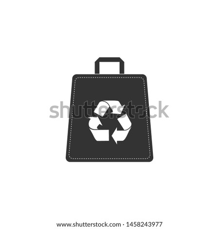 Paper shopping bag with recycle symbol icon isolated. Flat design