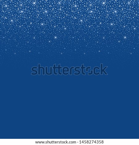 Blue gradient vector abstract background with shine gold spangles, flashes, glitter. Seamless horizontal border. Modern trendy banner or poster design for Christamas, New Year, birthday. Royalty-Free Stock Photo #1458274358