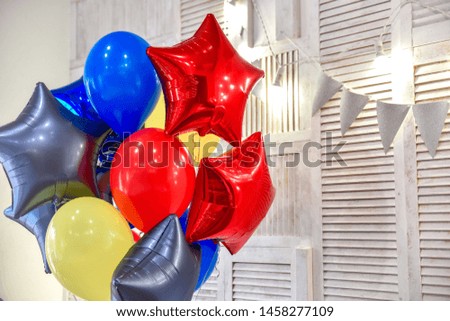 Colorful balloons with happy party background