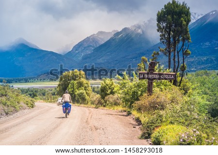 Bike tour at Los Alerces National Parque at Chubut - Argentina.