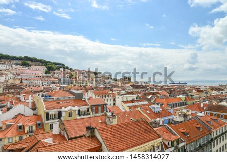 View from observation deck of the "Elevador de Santa Justa" to the old part of Lisbon