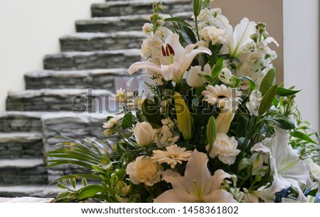 Shot of Flower and candle used for a funeral
