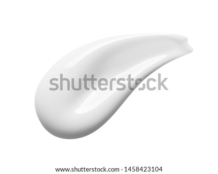 White cosmetic cream texture. Lotion smear isolated on white background. Beauty skin care product swipe. BB cream swatch. Royalty-Free Stock Photo #1458423104