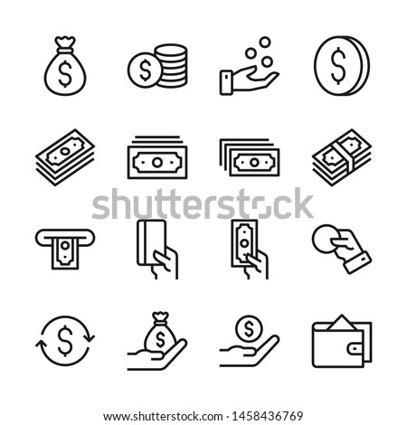 Money line icons set vector illustration Royalty-Free Stock Photo #1458436769