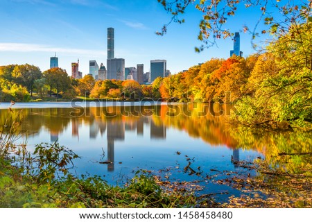 Central Park during autumn in New York City. Royalty-Free Stock Photo #1458458480