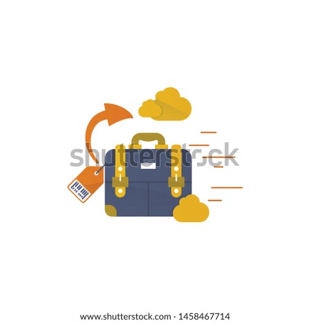 travel with backpack vector. briefcase modern icon. flat style