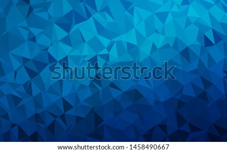 Dark BLUE vector shining triangular pattern. Triangular geometric sample with gradient.  New texture for your design.