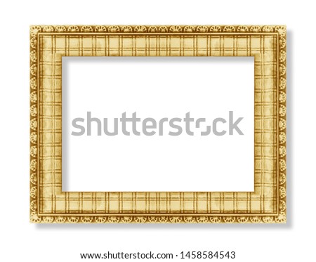 gold picture frame isolated on white background with clipping path included.
