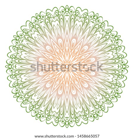 Simple Round Floral Mandala, Ethno Motive. Bright Ornament Consists Of Simple Shapes. Vector Illustration.. For Home Decor, Coloring Book, Card, Invitation, Tattoo. Anti-Stress Therapy Pattern