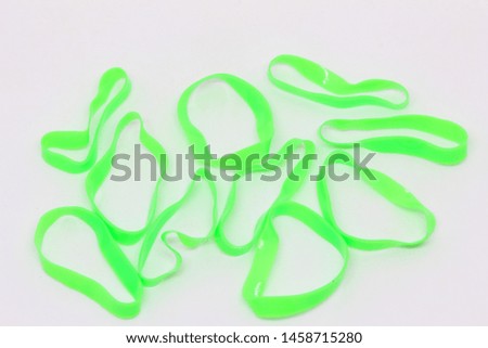 Elastic rubber bands on a white background.