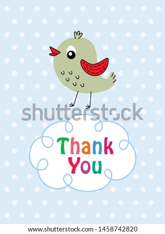 cute little bird thank you card vector