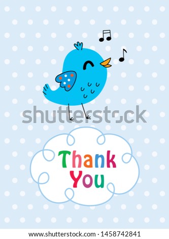 cute little bird thank you card vector