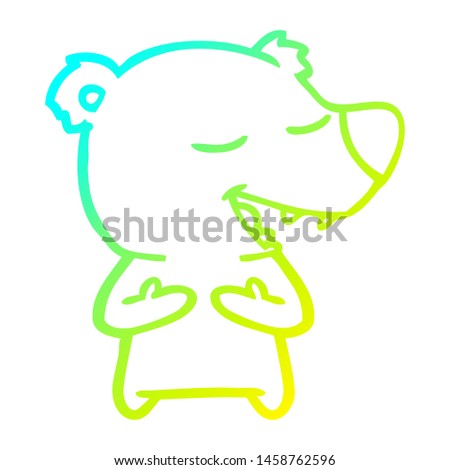 cold gradient line drawing of a cartoon bear