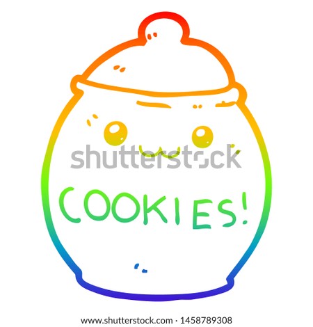 rainbow gradient line drawing of a cartoon cookie jar