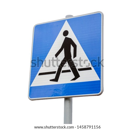 Road sign crosswalk isolated on a white background